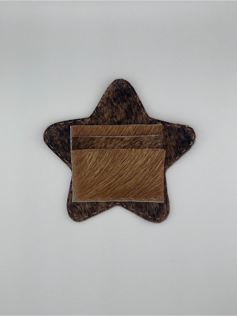 Star-Shaped Cowhide Card Holder - Brown